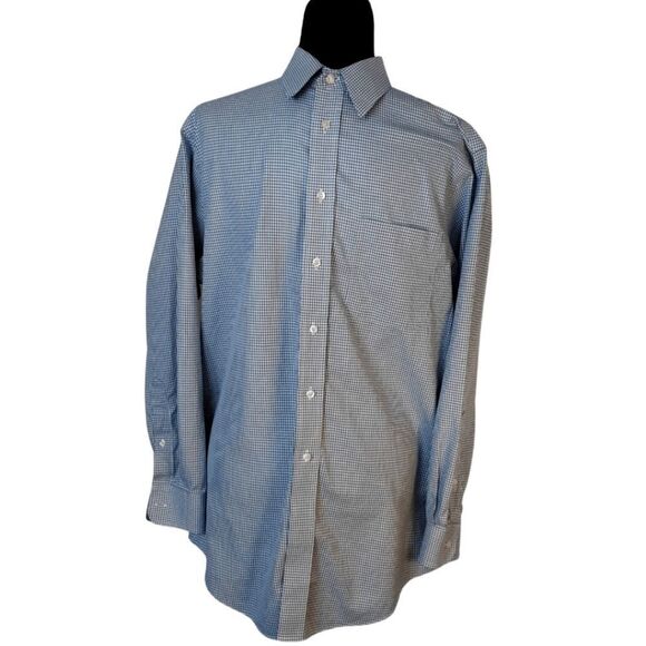 JOS.A.BANK Traveler's Collection Dress Shirt Blue Checks size 16-33 - Picture 1 of 5